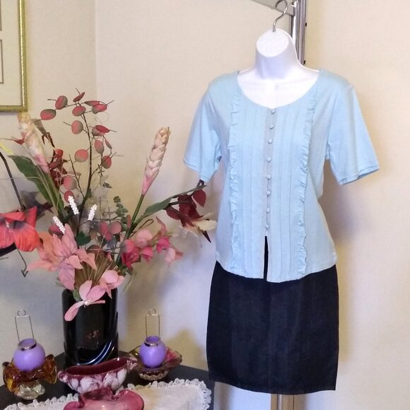 NWT Womens Summer Tunic Tops Short Sleeve Scoop Neck Casual Loose Blouse M 8 10 - Picture 4 of 9